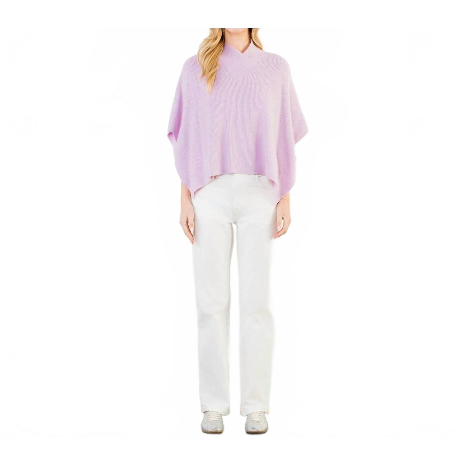 New Thml Ribbed Knit Poncho Top In Purple